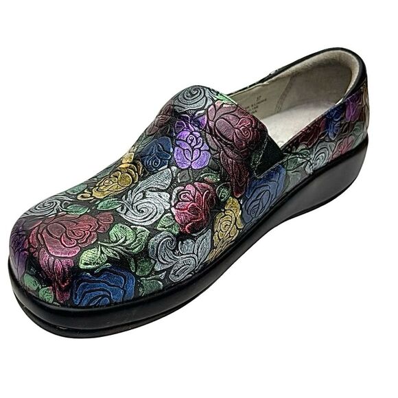 Alegria Multicolored Embossed ROSES Leather Comfort Shoes Size EU 37 US 7-7.5 - Picture 2 of 10